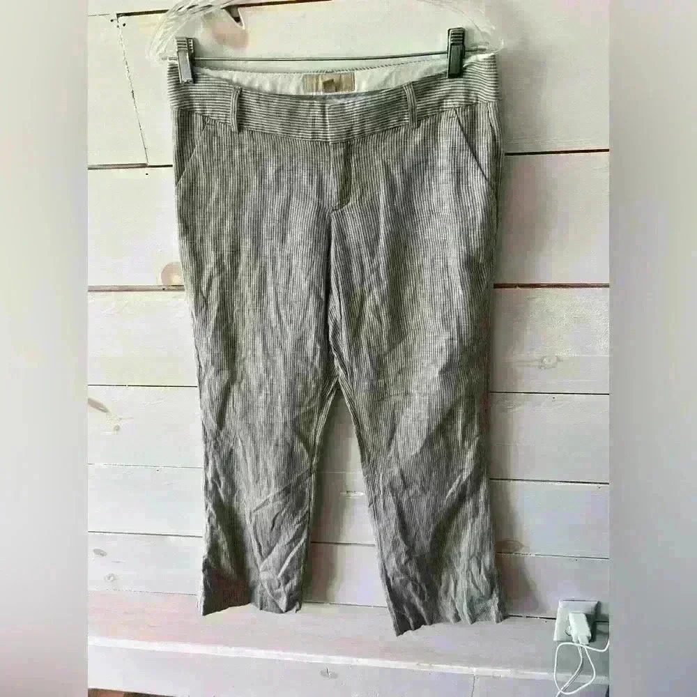 Banana Republic 100% linen pinstripe pants size 4, EUC, casual workwear